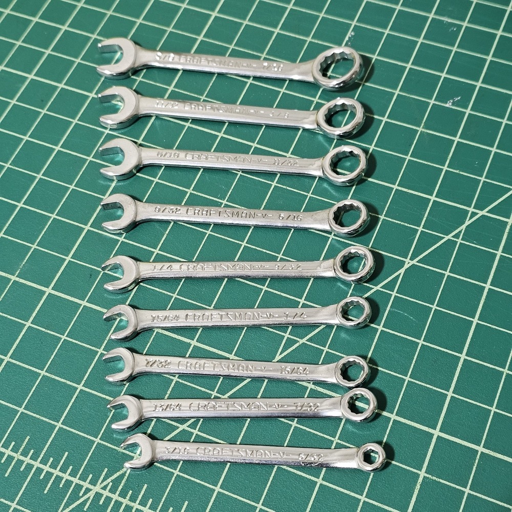 Craftsman Mini Ignition Midget Wrench Set 9 Pc Set Steel Standard Size